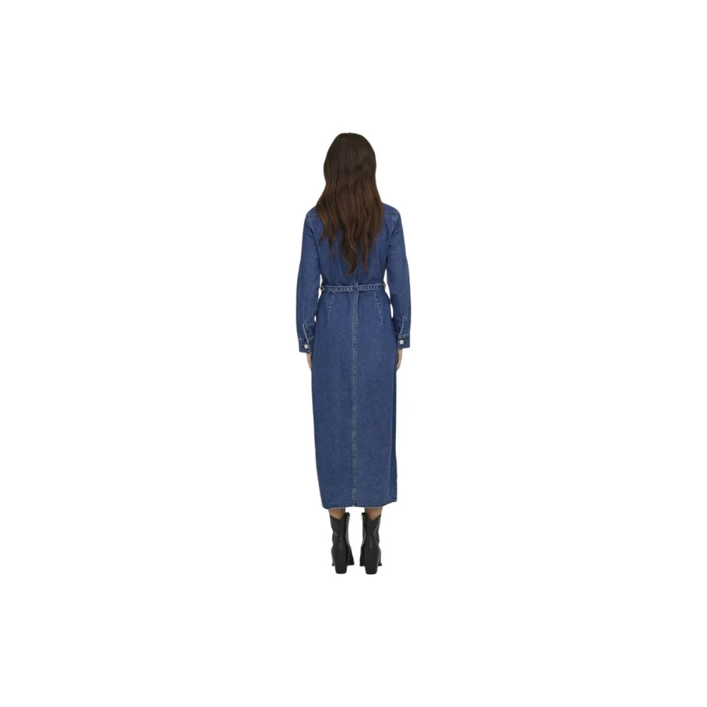 Only Blauwe Denim Overhemdjurk Carla Blue Dames