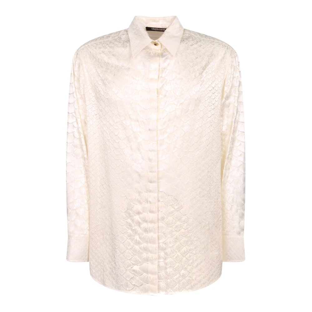 Roberto Cavalli Mannelijk Wit Overhemden Heren, L, Casual Overhemd