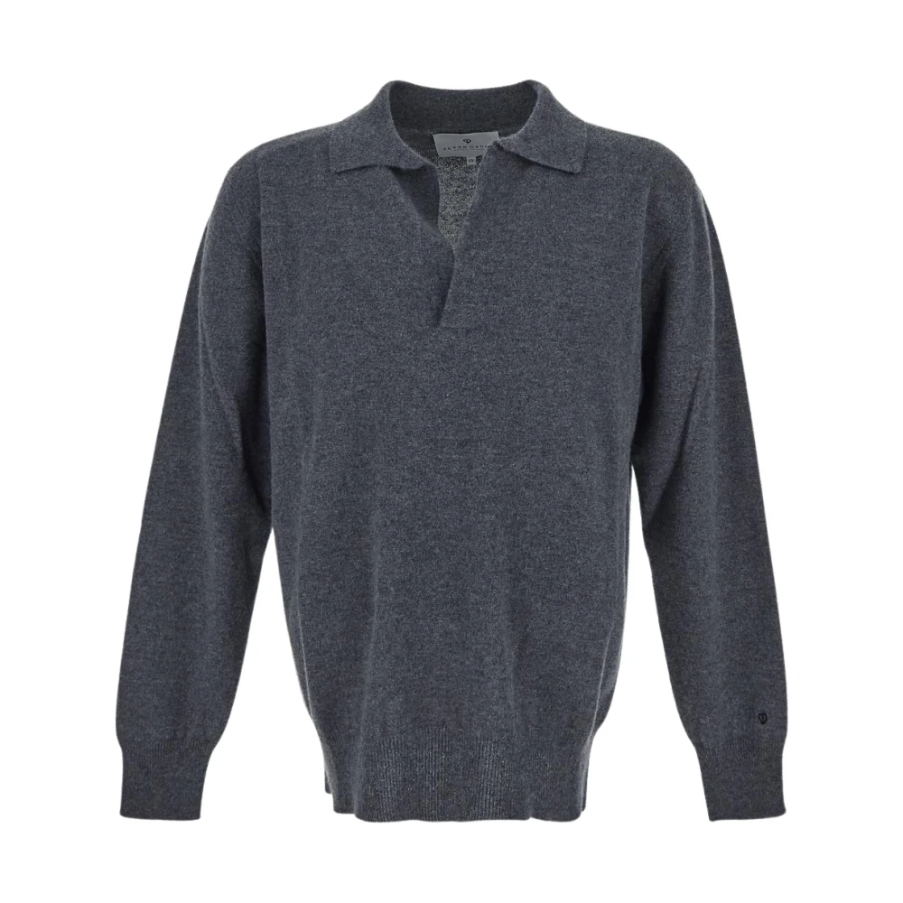 Seven Gauge Kasjmier Open Hals Gebreid Gray Heren