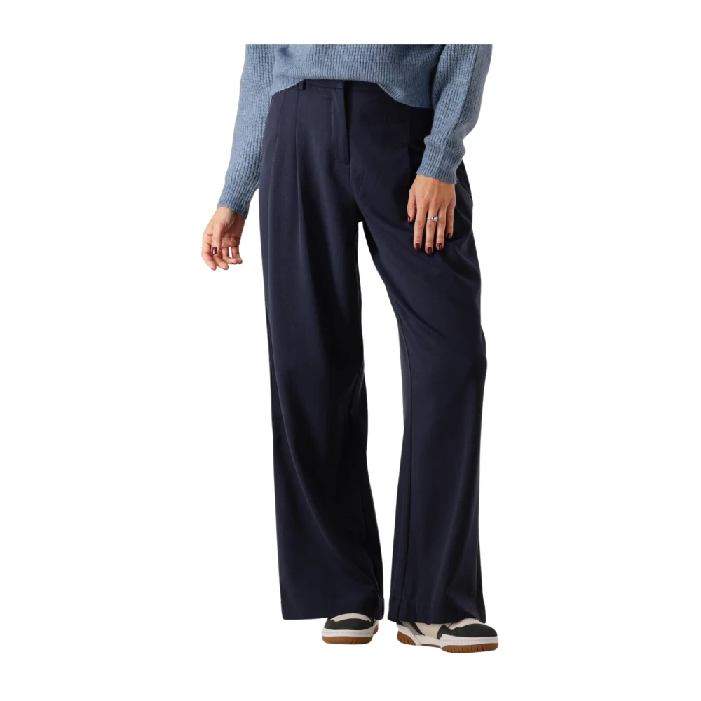 moss copenhagen Hoge Taille Wijde Pijp Broek Blue Dames