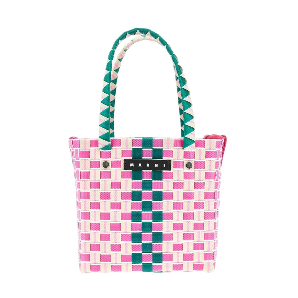 Marni Geweven emmer tas met handvatten Pink Dames