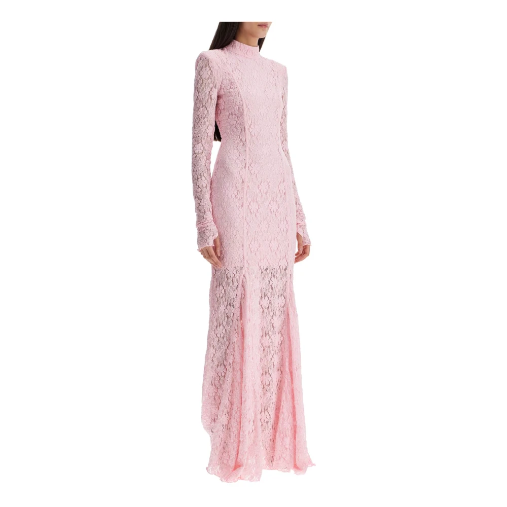Rotate Birger Christensen Roze Kant Maxi Jurk voor Speciale Gelegenheden Pink Dames