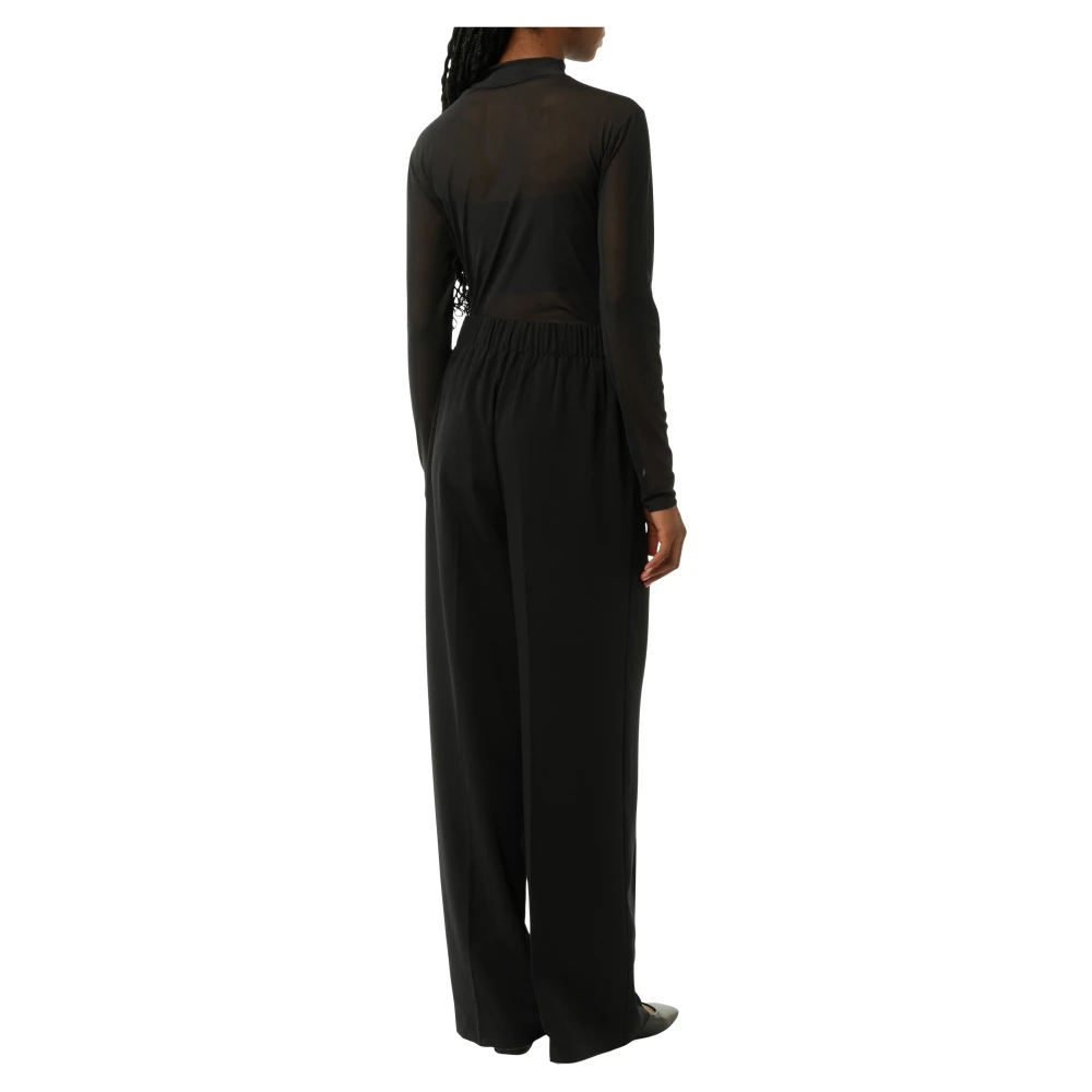 comma Elegante stoffen broek met strikceintuur Black Dames