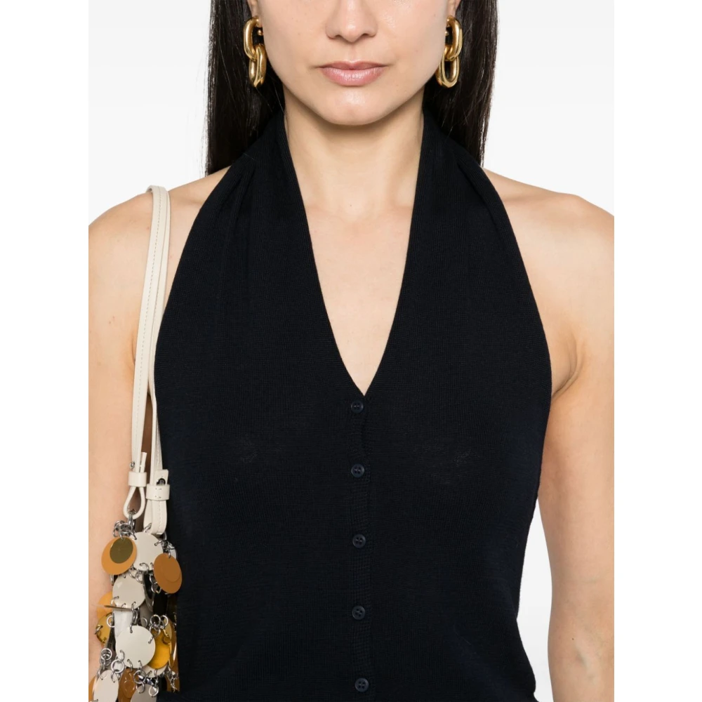 Paloma Wool Blauwe Gebreide Haltertop met Knopen Blue Dames