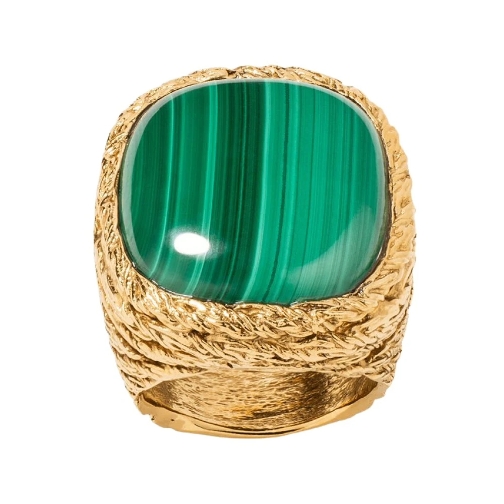 Aurélie Bidermann Miki Malachite Gold Plated Ring Gul Dam