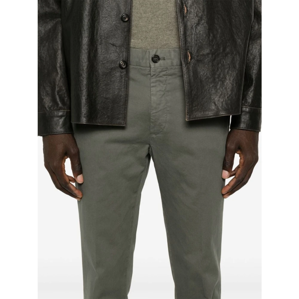 Incotex Groene Katoenen Chino Twill Weefsel Green Heren