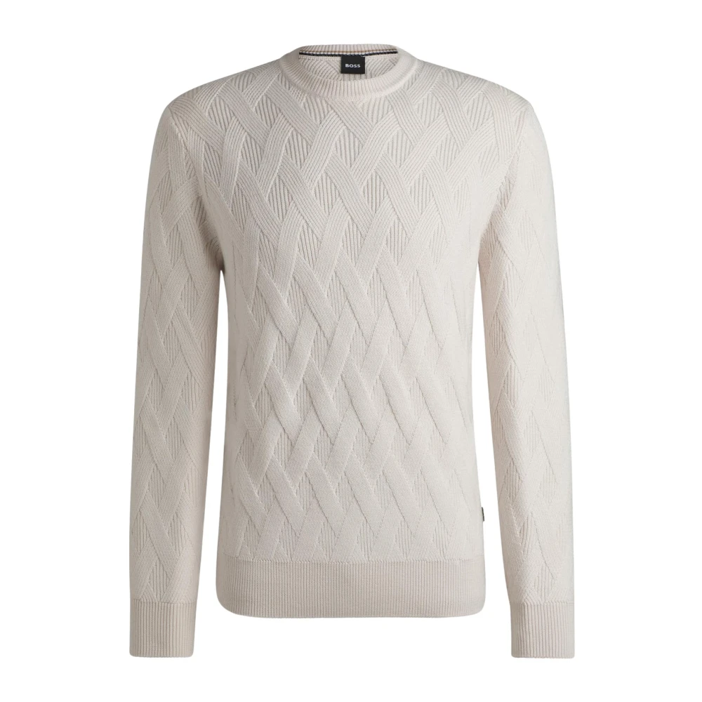 Hugo Boss Vit Crew Neck Sweater Regular Fit White, Herr