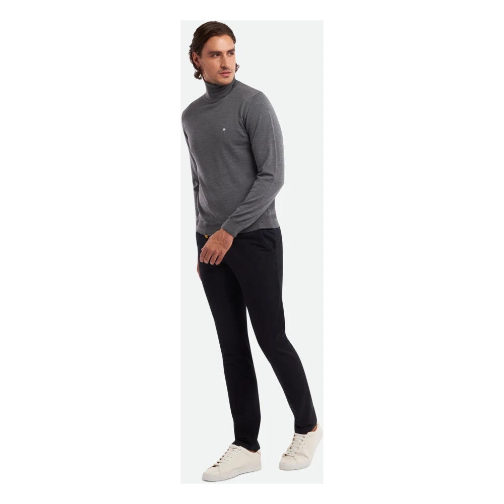 Manuel Ritz Navy Chino Broek met Slim Fit en Merkdetail Blue Heren