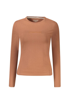 t-shirt-femme-en-coton-marron-avec-broderie