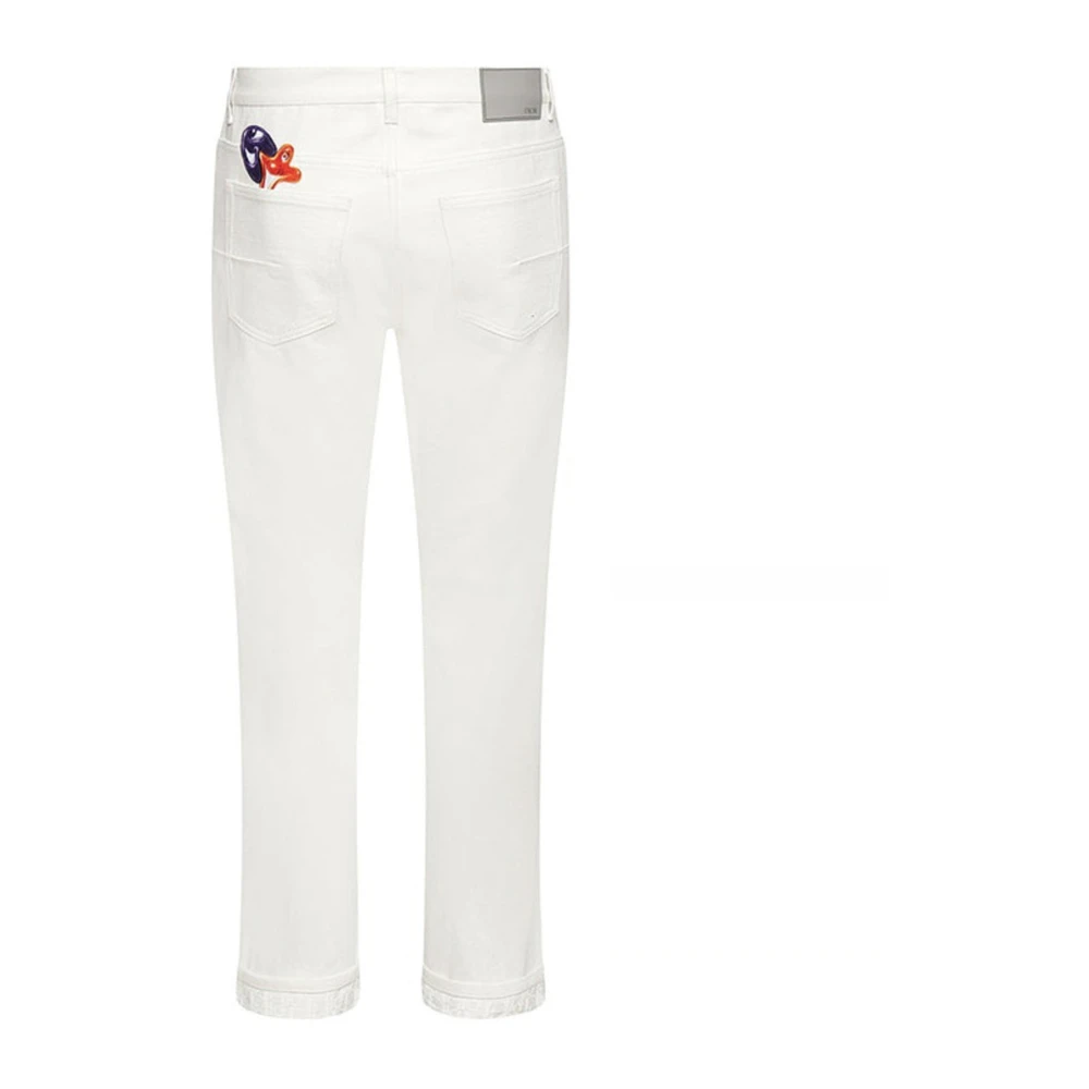 Dior Stijlvolle Patches Jeans Upgrade Collectie White Heren