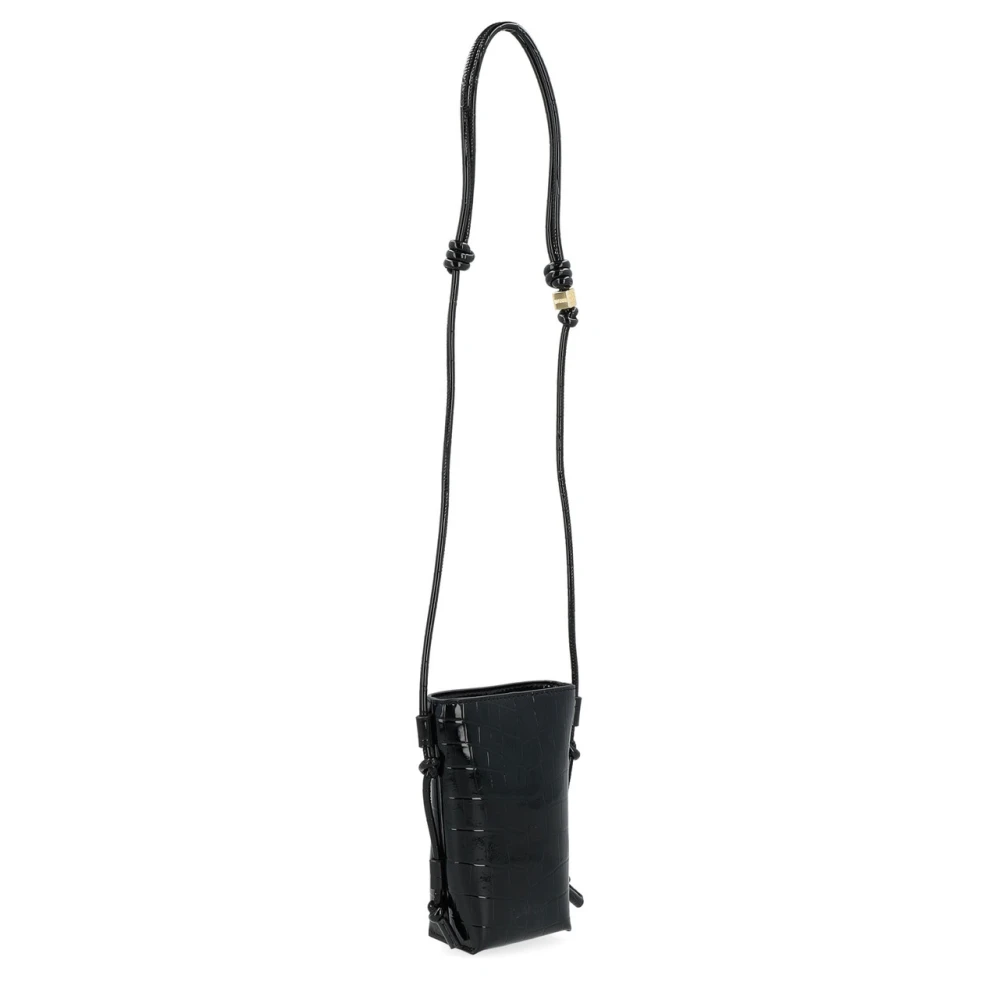 Ganni Crossbody Patent Cro Tas in Zwart Black Dames