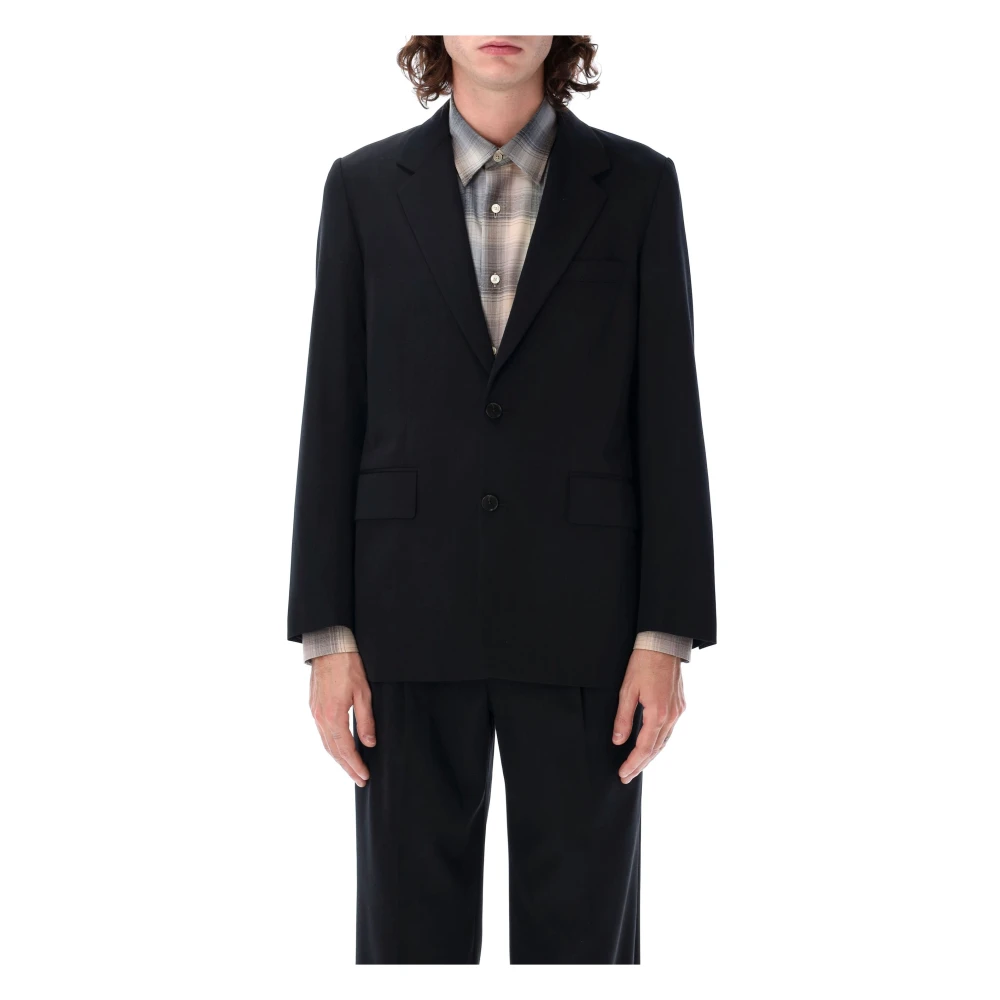 Auralee Zwarte Wollen Jas Top voor Mannen Black Heren