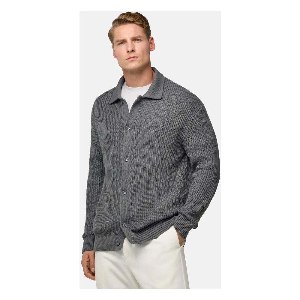 Boggi Milano Gebreide Cardigan Gray Heren