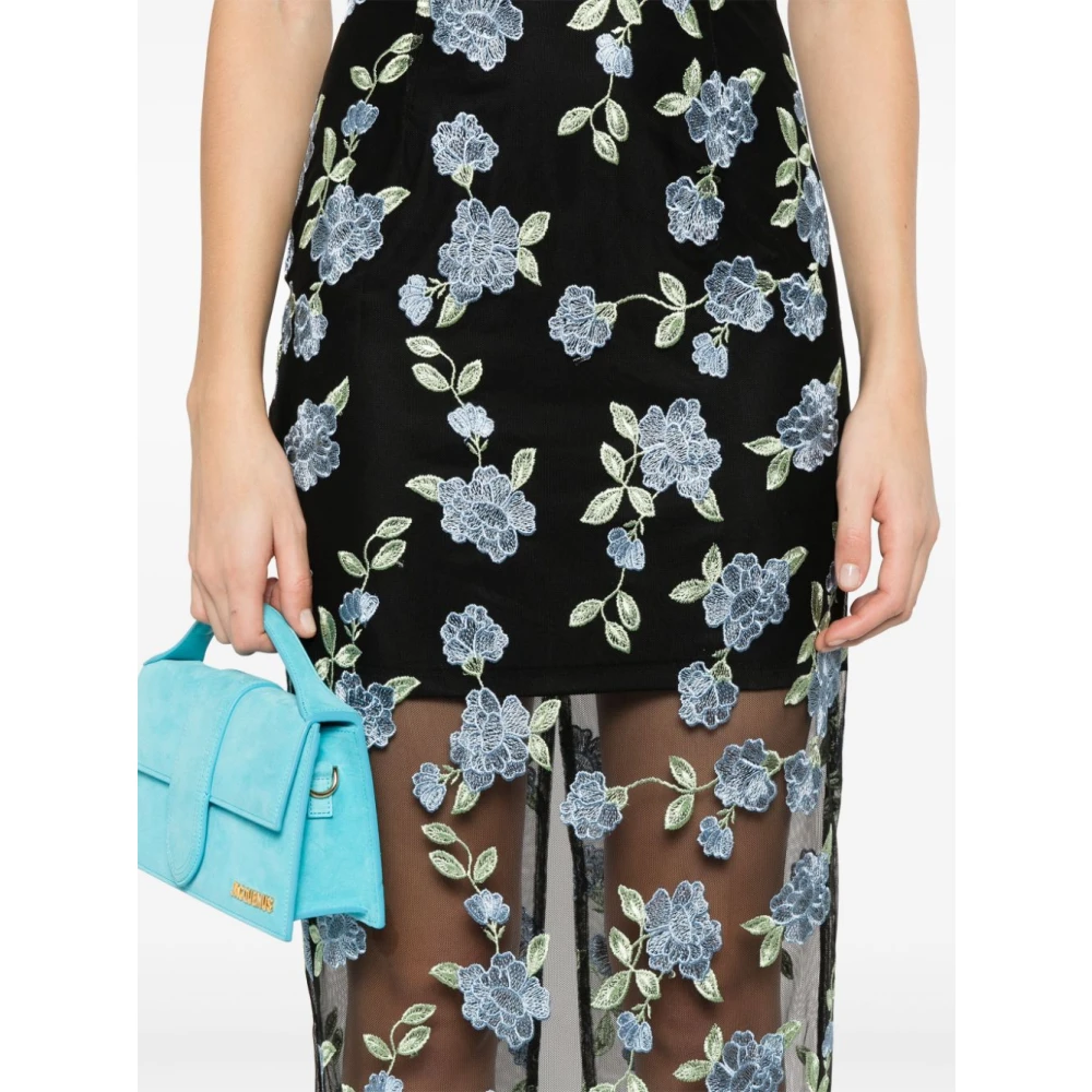 Rotate Birger Christensen Zwarte strapless jurk met split aan de achterkant Multicolor Dames
