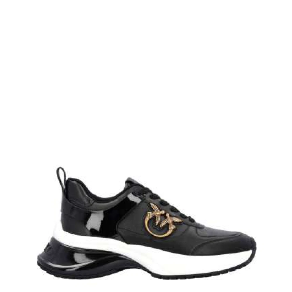 Pinko Women's Black Sneakers, 8 Uk, Ariel Leather Trainers