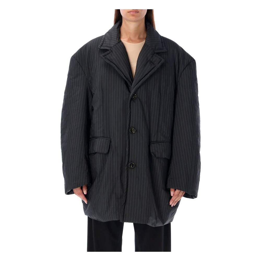 MM6 Maison Margiela Stijlvolle Puffer Tailoring Jas Zwart Grijs Black Dames