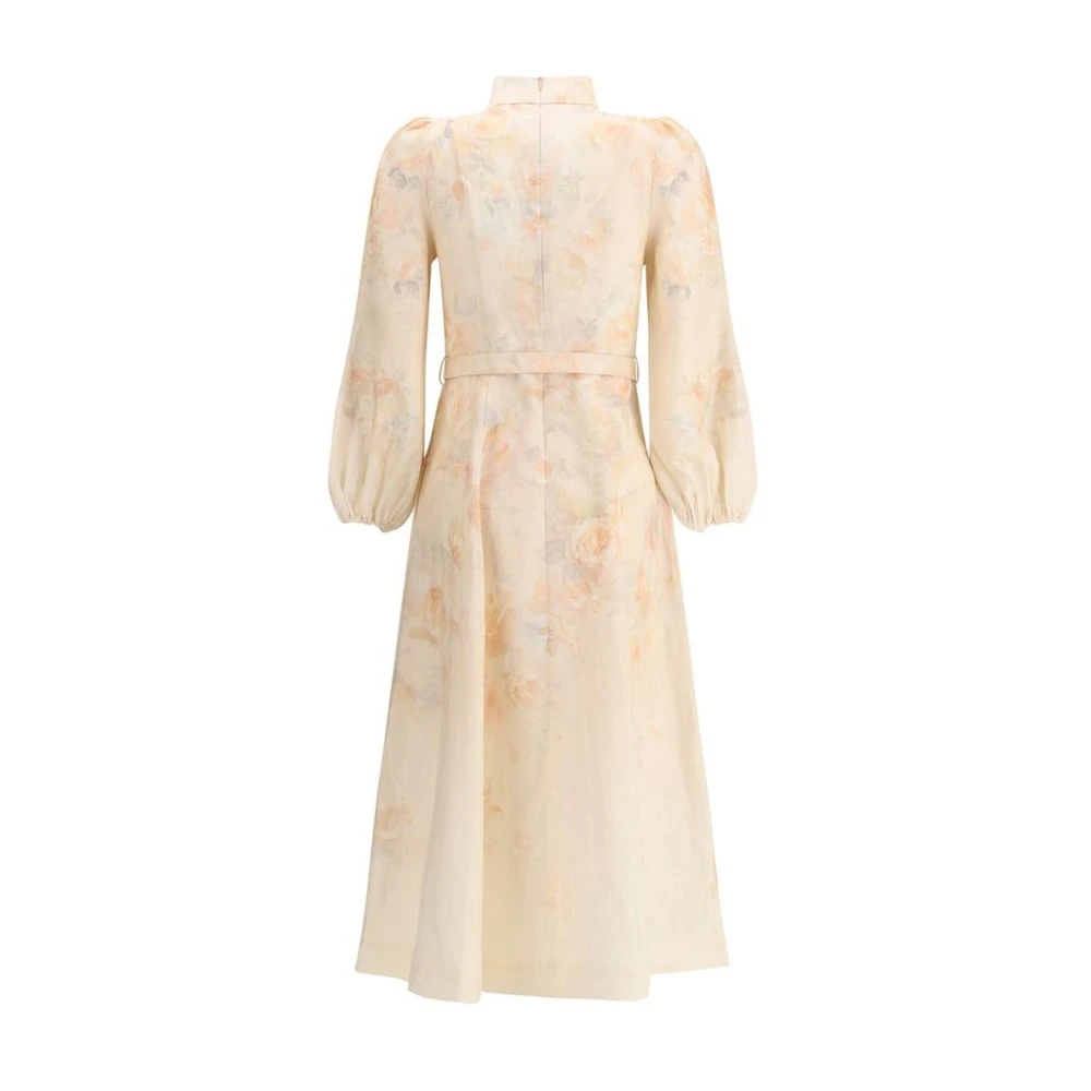 Zimmermann Bloemen lange jurk met parelknopen Beige Dames