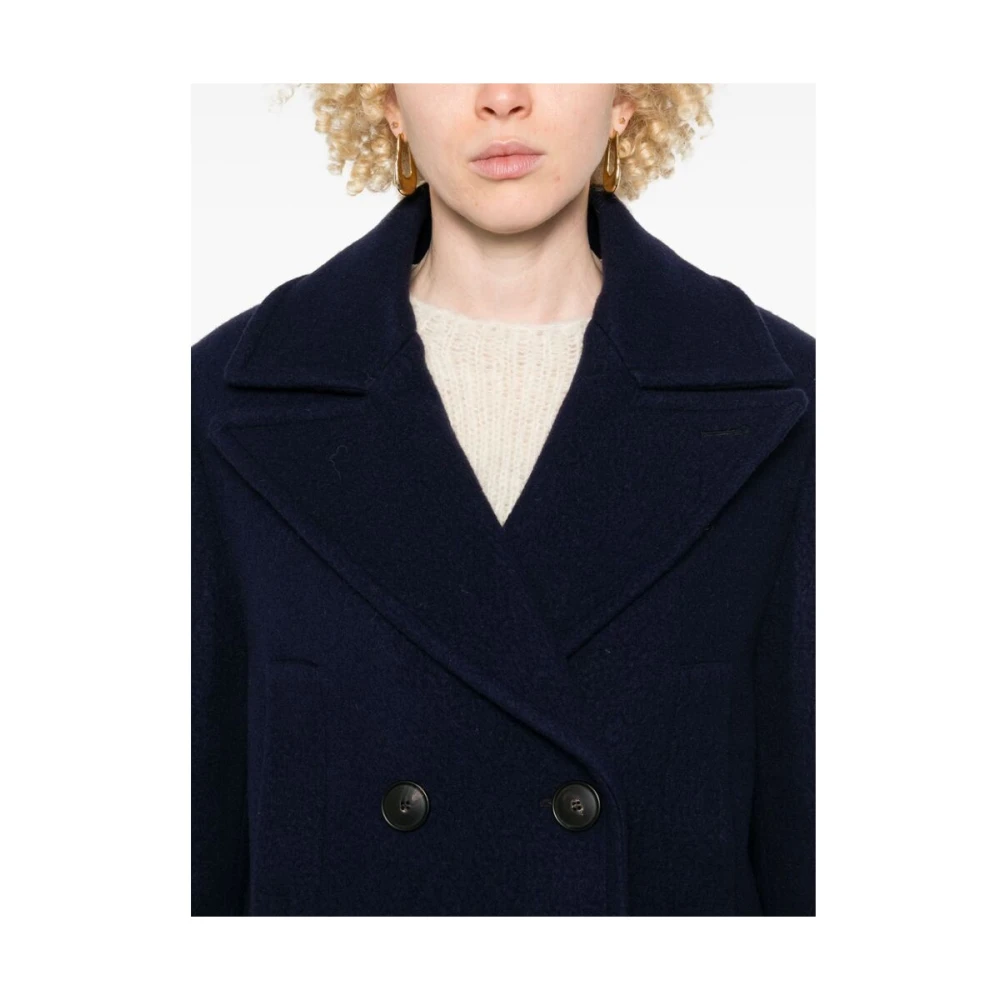 Tela Navy Blauwe Wollen Jas Blue Dames