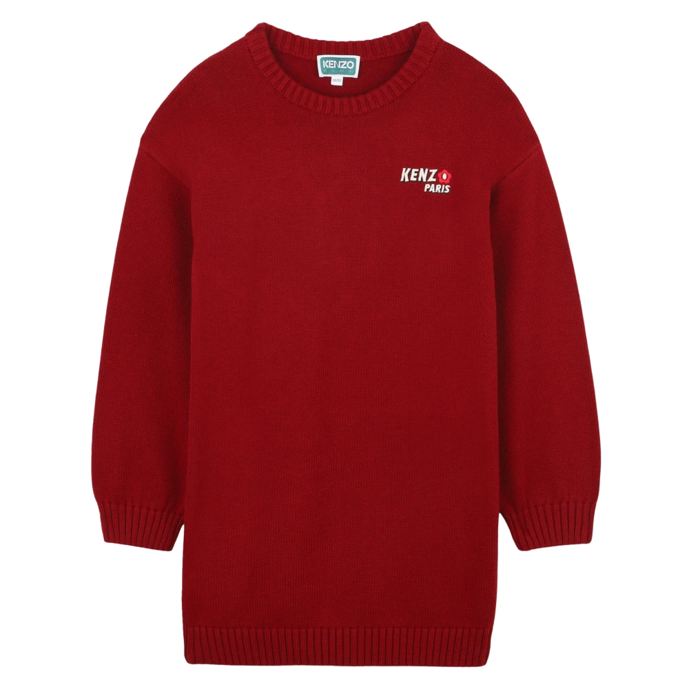 Kenzo Girls Red Dresses, 5 Y, Boke Flower Knitted Dress