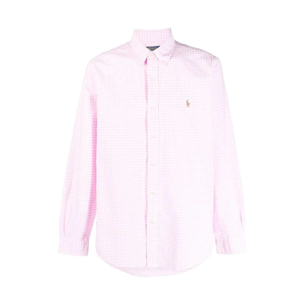 Ralph Lauren Broderad-logotyp rutig skjorta Pink, Herr