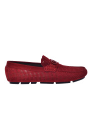 Driver moccasin in red split leather