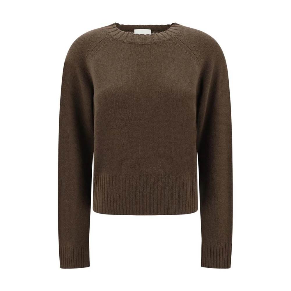 Allude Geribbelde Cashmere Trui Elegant Ontwerp Brown Dames