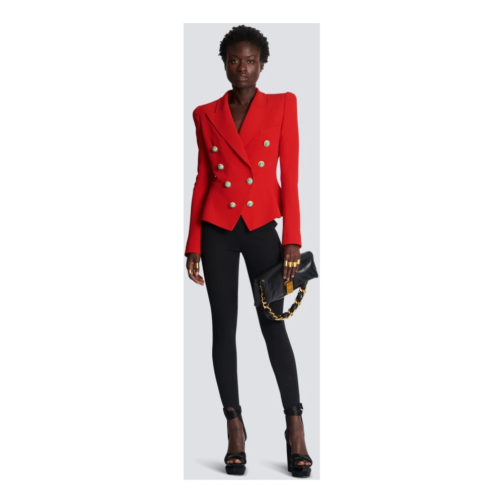 Balmain Slim-fit Crêpe Jas Red Dames