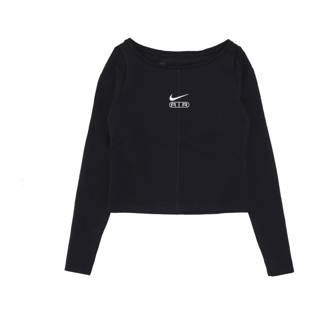 Nike Lange Mouw Air Logo Tee Zwart Wit Black Dames
