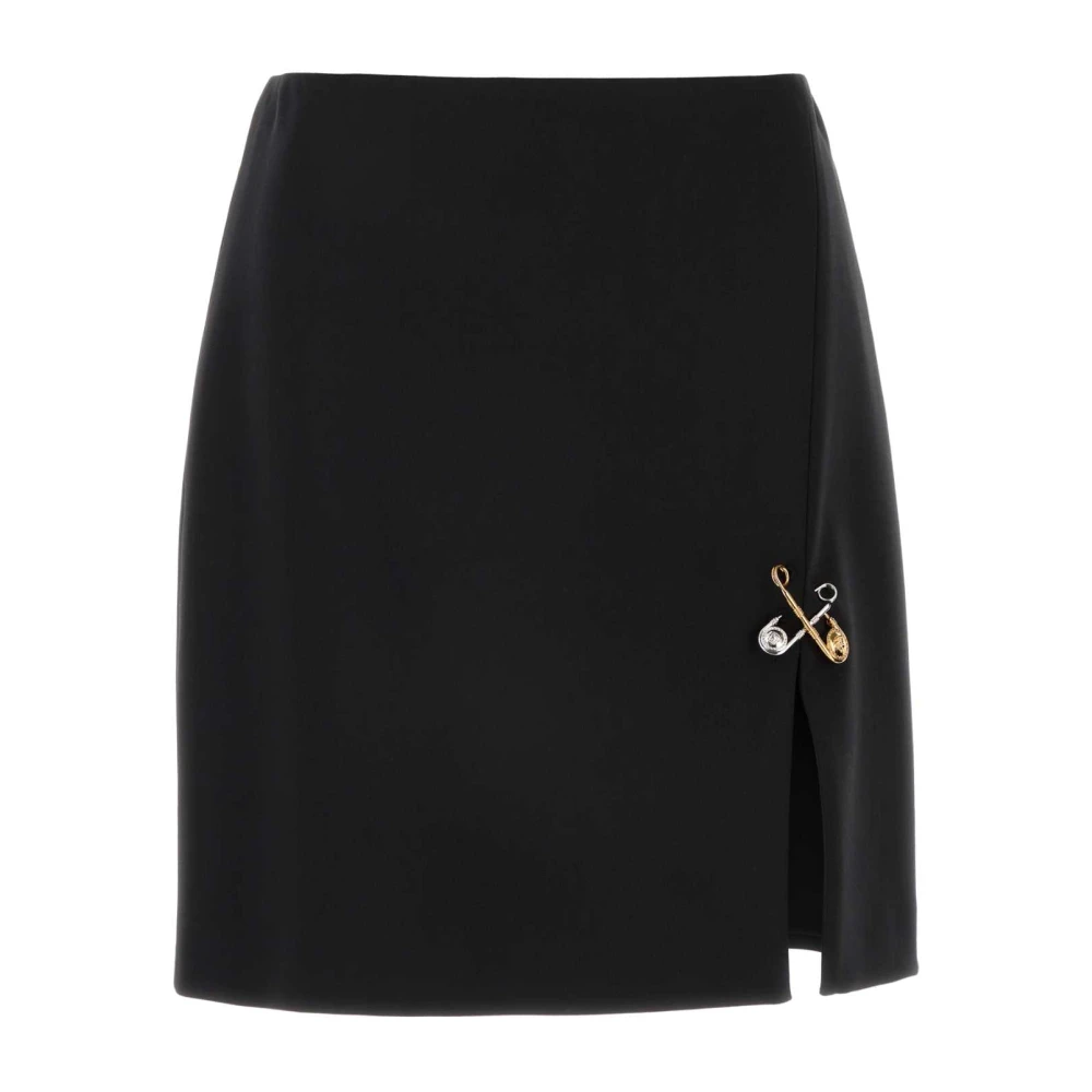 Versace Stretch Wol Zwarte Rok Black Dames