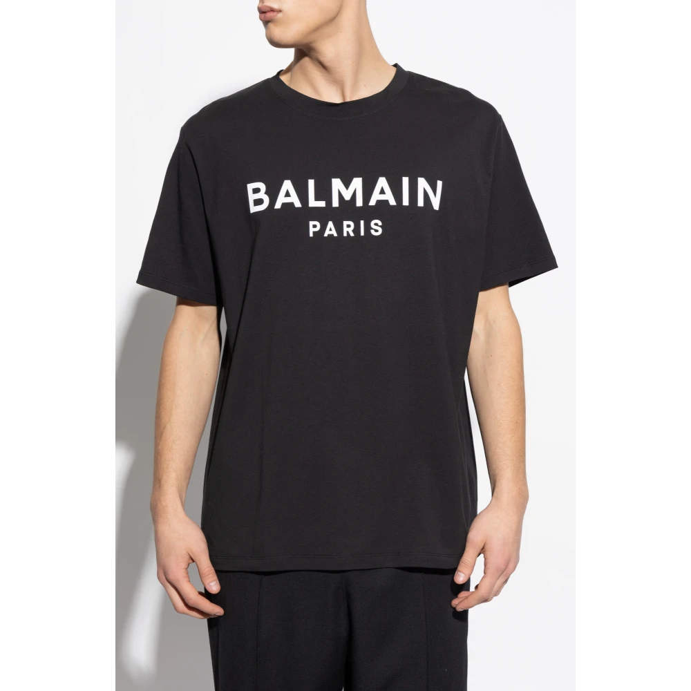 Balmain T-shirt met bedrukt logo Black Heren