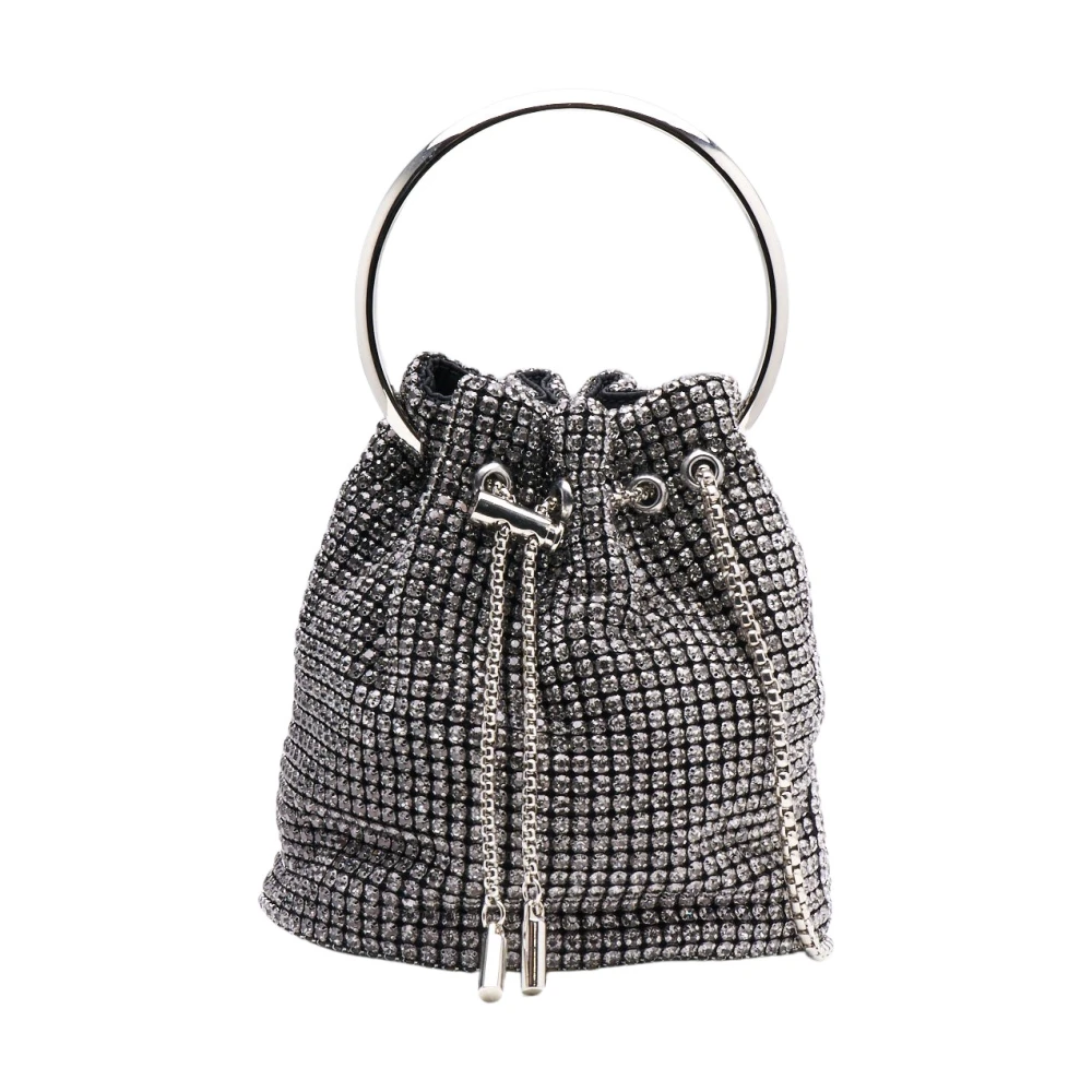 Silvian Heach Strass Bucket Tas met Stalen Handvat Black Dames