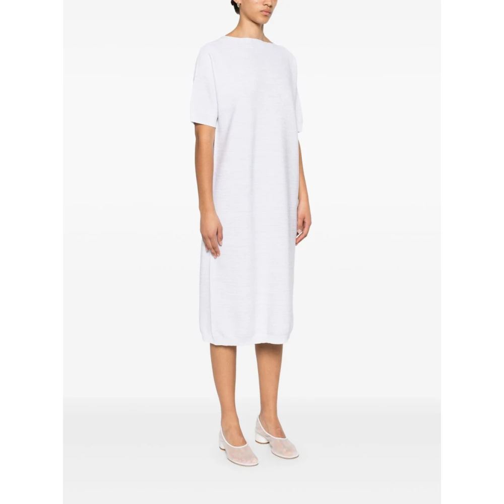 Fabiana Filippi Witte Crew Neck Jurk Korte Mouwen White Dames