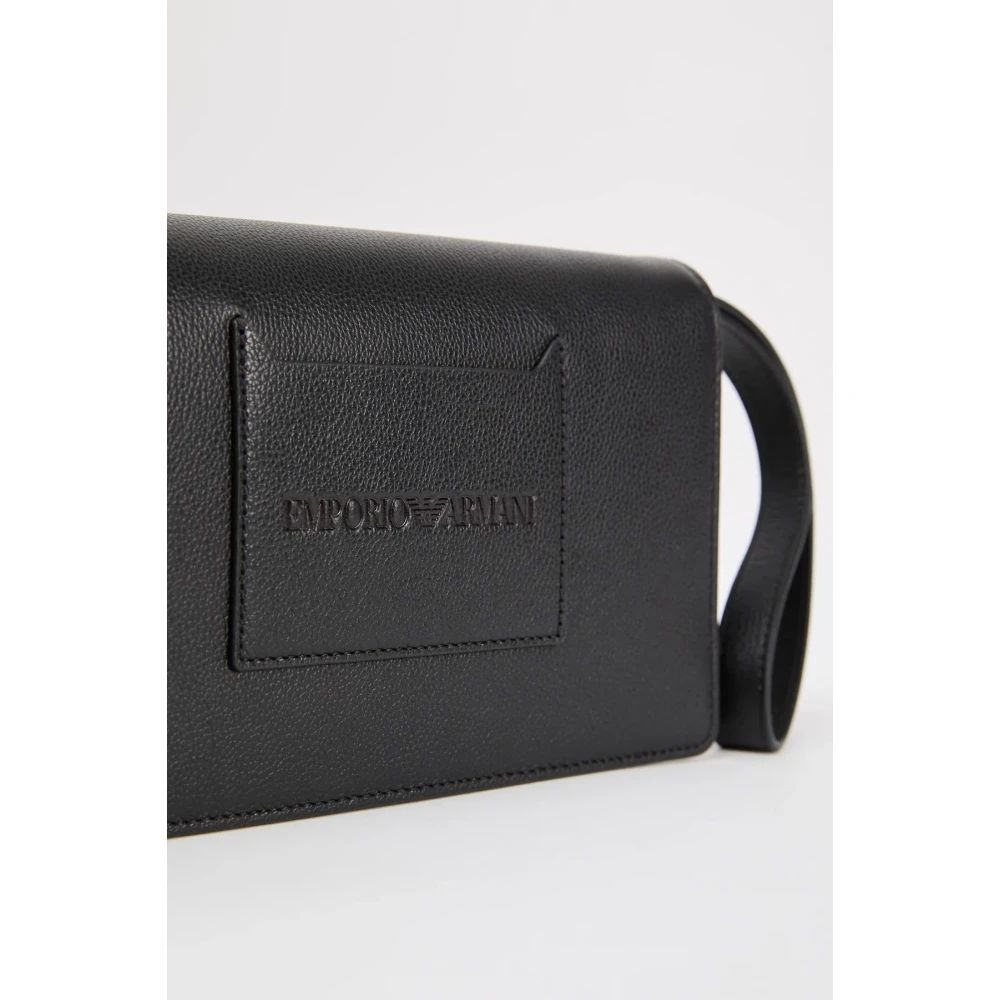 Emporio Armani Zwarte leren herentas Black Dames
