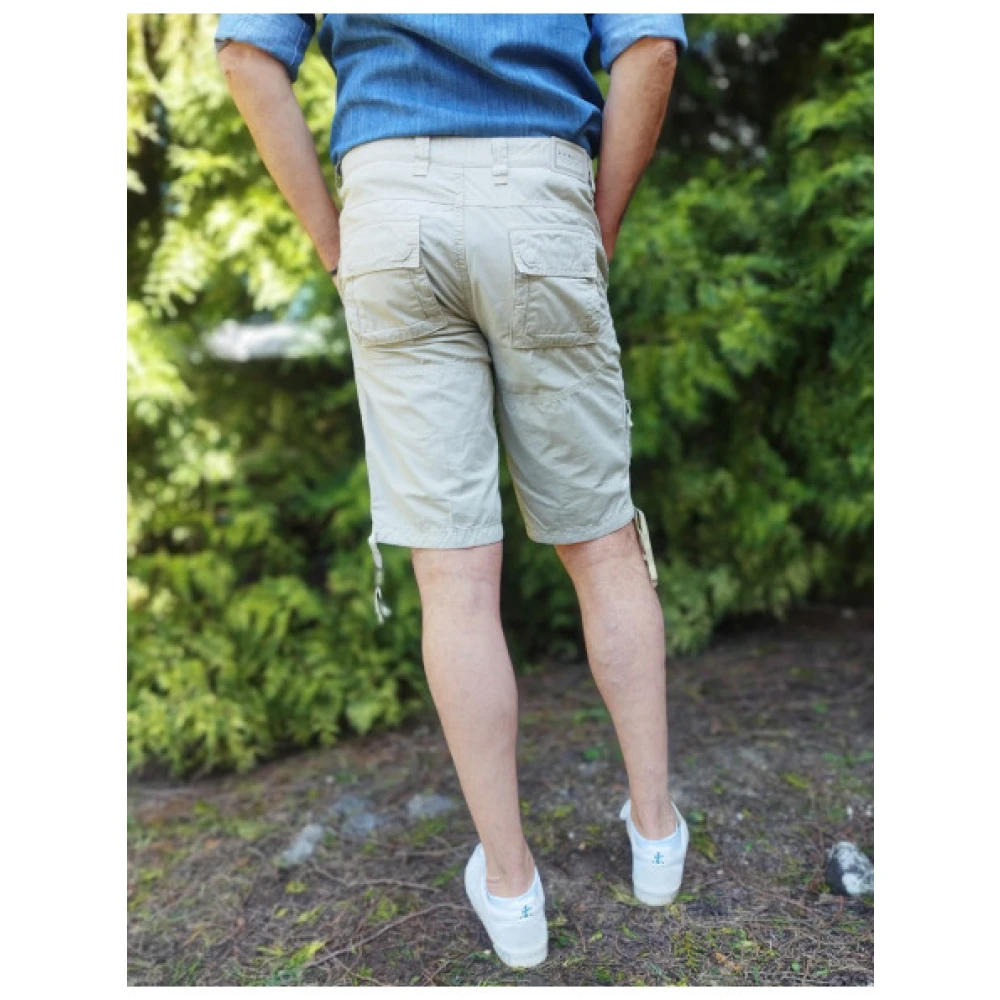 aeronautica militare Katoenen Bermuda Shorts met Pilotenzakken Beige Heren