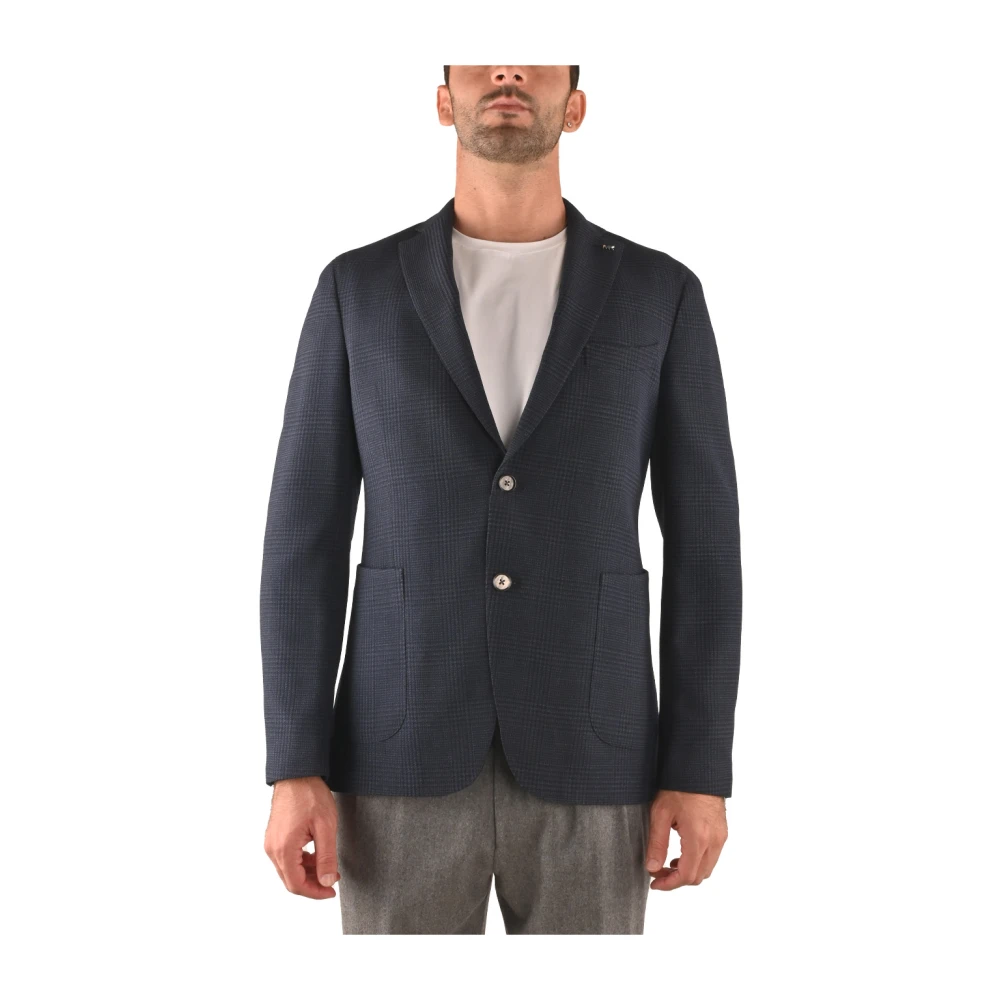 Michael Kors Gestructureerde Glen Polyester Jas Blue Heren