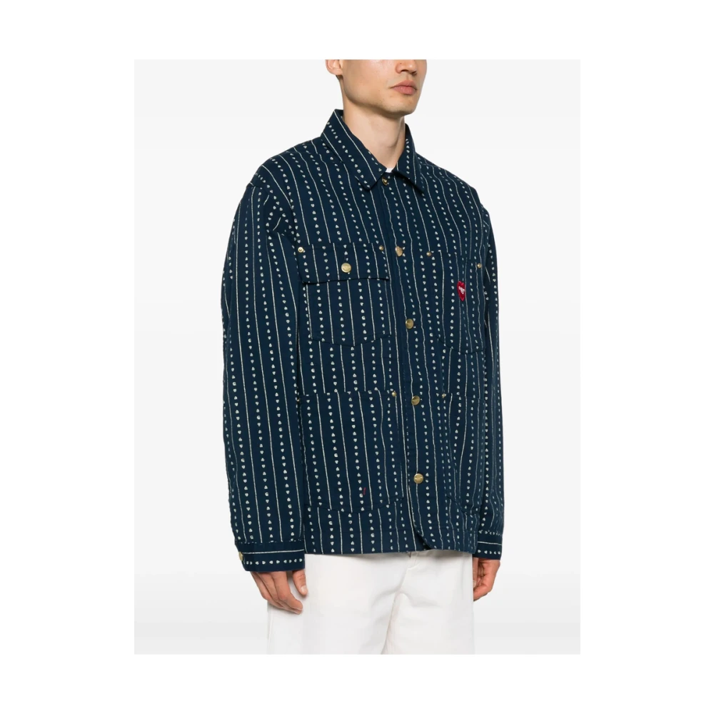 Carhartt WIP Navy Blauwe Knoopsluiting Buitenkleding Jas Blue Heren