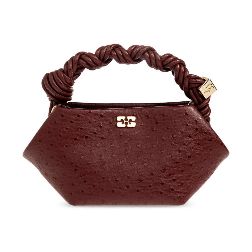 Ganni Donna Brick Red Mini Bou Bag In Ostrich - Immagine 2