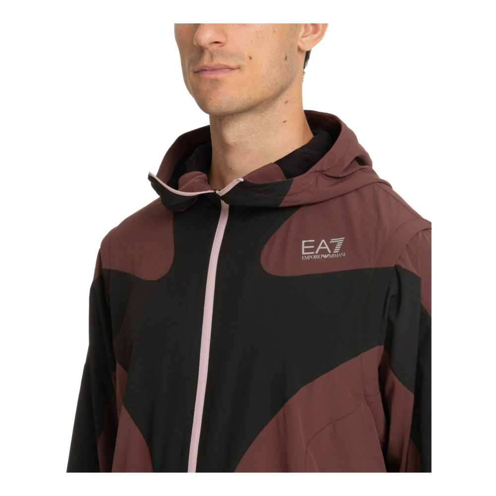 Emporio Armani EA7 Multikleur Rits Hoodie met Zakken Brown Heren
