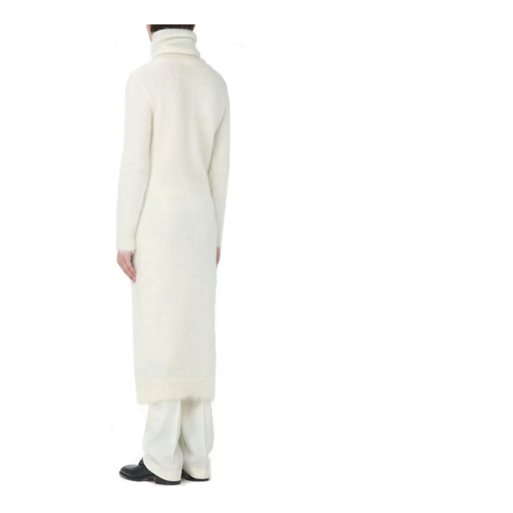 Saint Laurent Extra Lange Mohair Trui Beige Dames