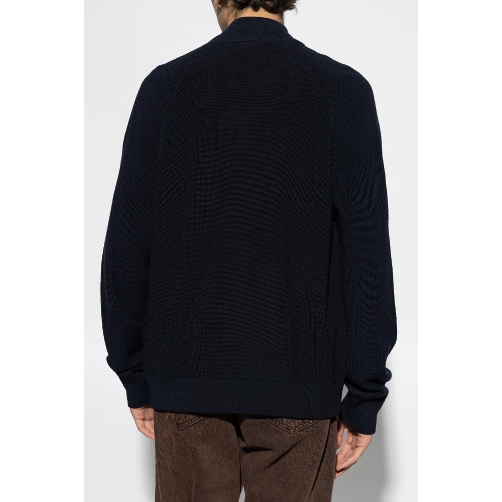 Giorgio Armani Wollen vest met opstaande kraag Blue Heren