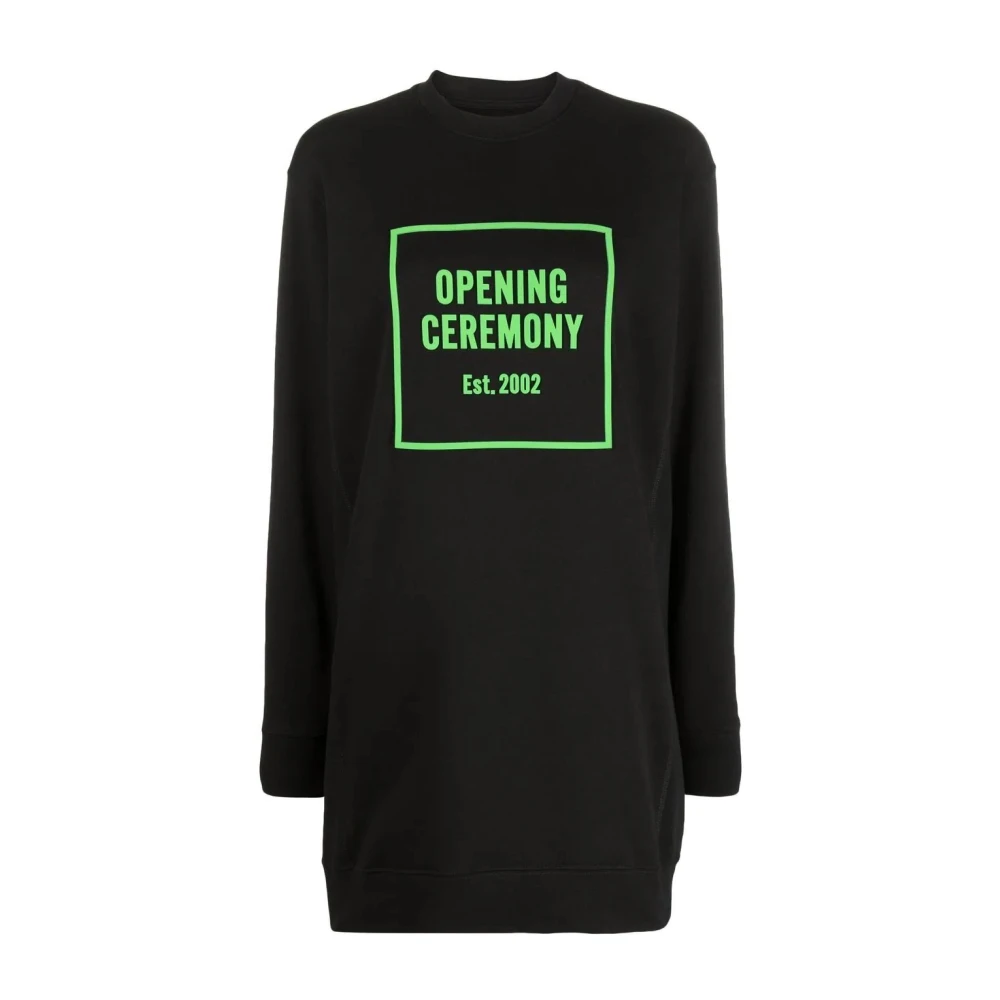 Opening Ceremony 3D Logo Midi Jurk in Zwart Black Dames