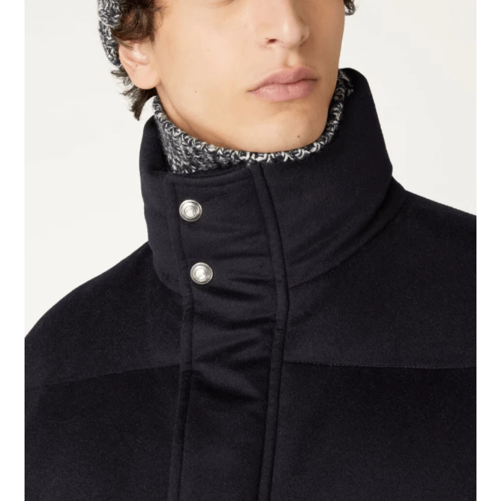 Loro Piana Blauwe Pufferjas met Stormbescherming Blue Heren