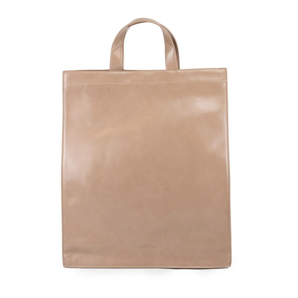 Max Mara Bruine Kunstleren Schoudertas Brown Dames