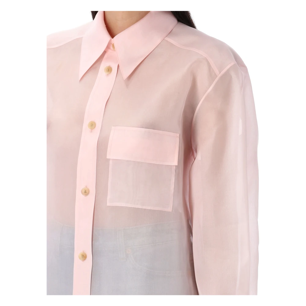 Khaite Zachtroze Zijden Overhemd Elegante Stijl Pink Dames