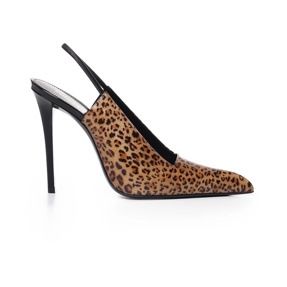 Saint Laurent Women's Brown Stiletto Heel With Square Neckline