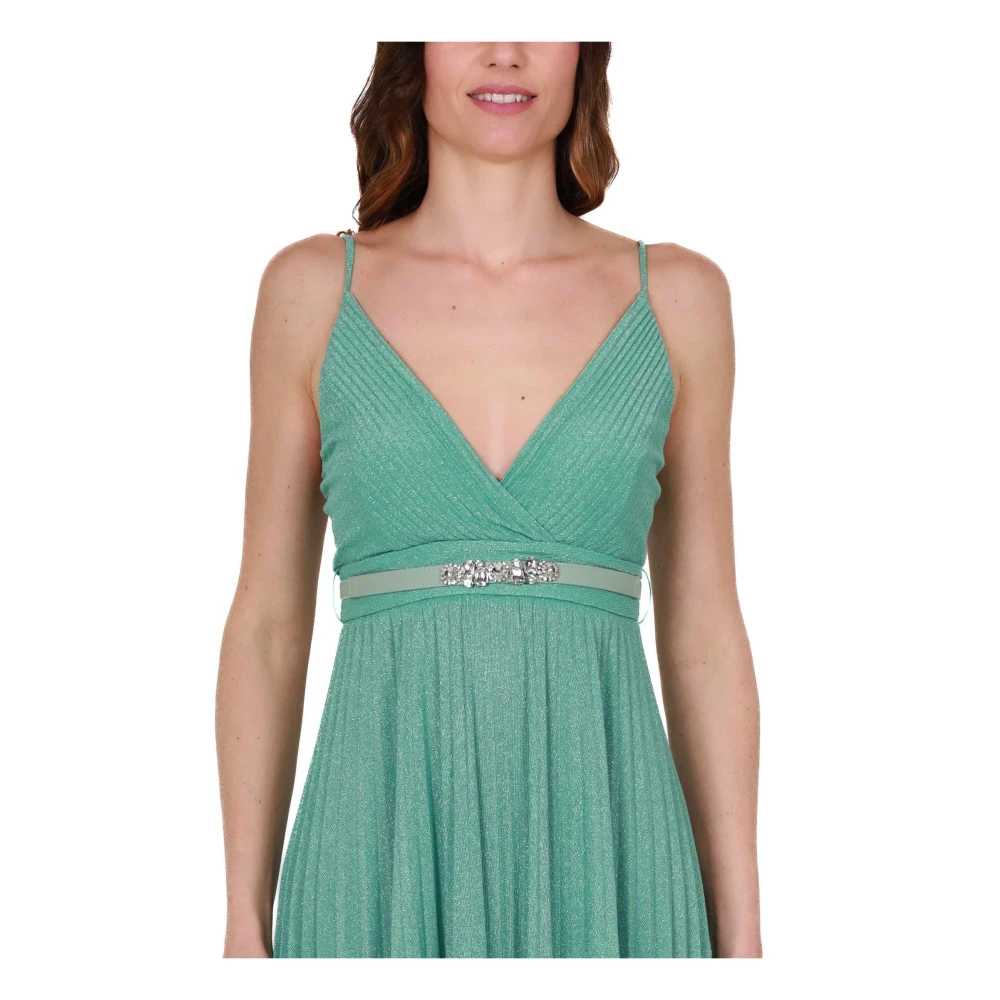 Liu Jo Korte Lurex Jersey Jurk Aquamarijn Blue Dames