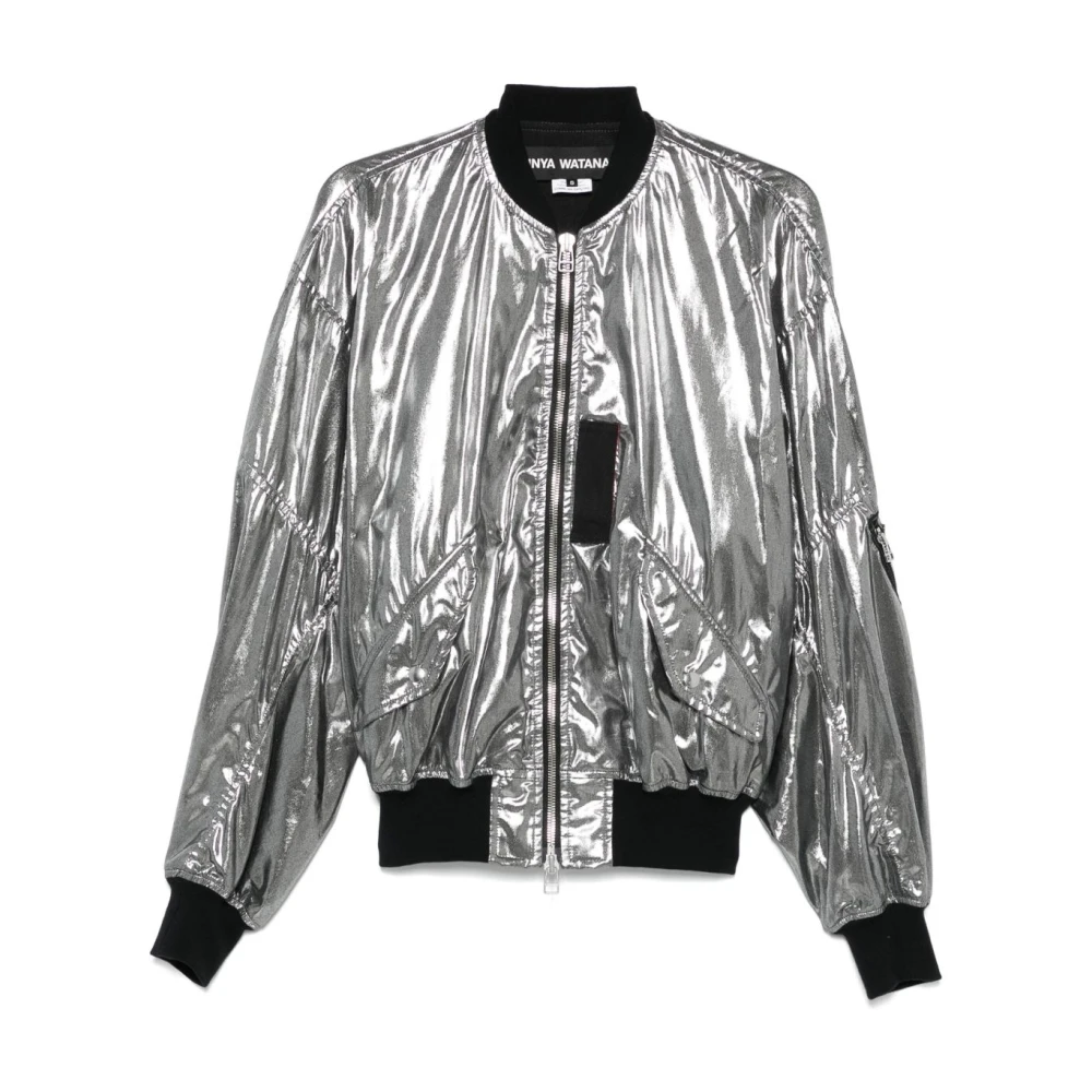 Junya Watanabe Gray Bomber Jackets, Female, M, Silver Coats With Zip Fastening And Pockets