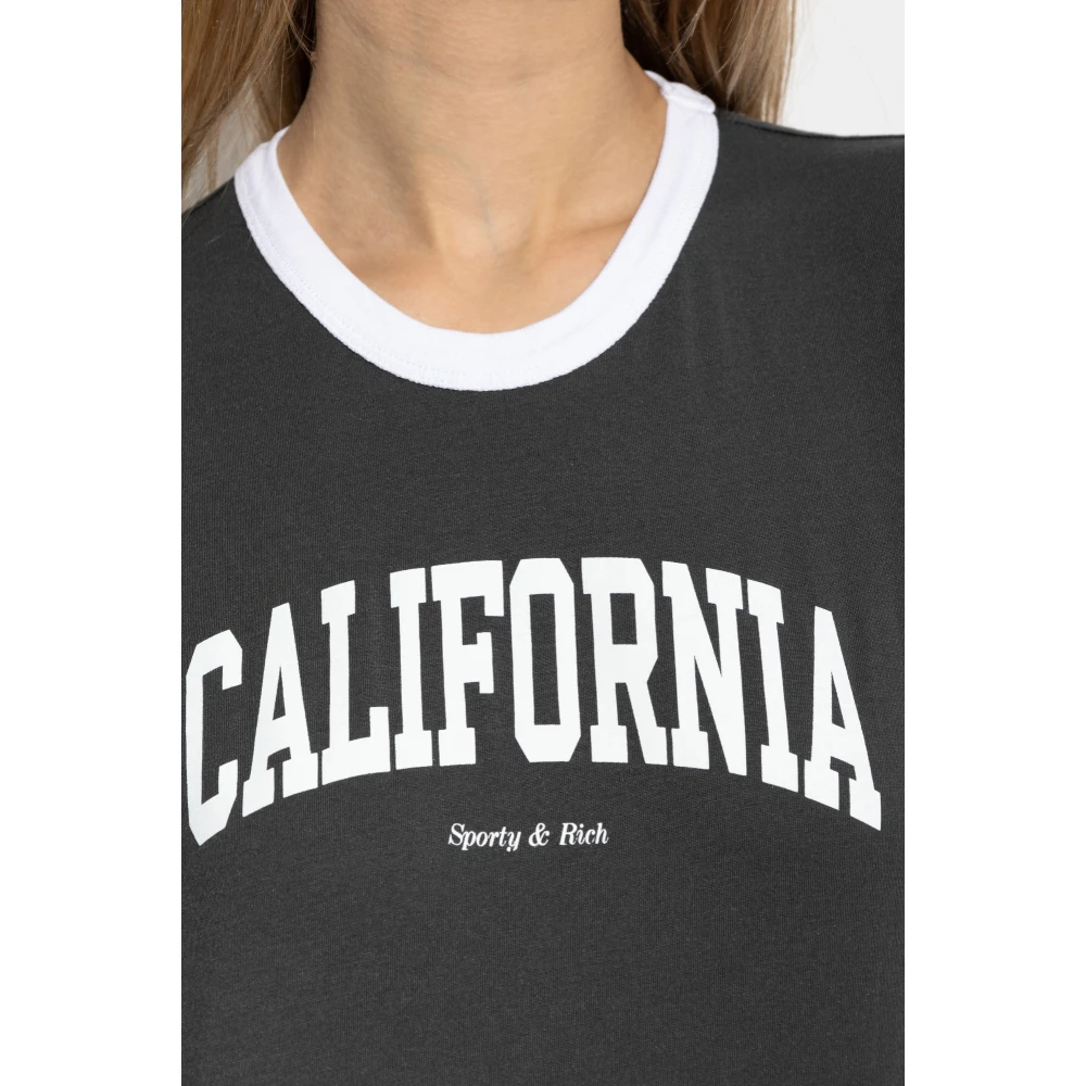 Sporty & Rich Logo T-shirt Gray Dames