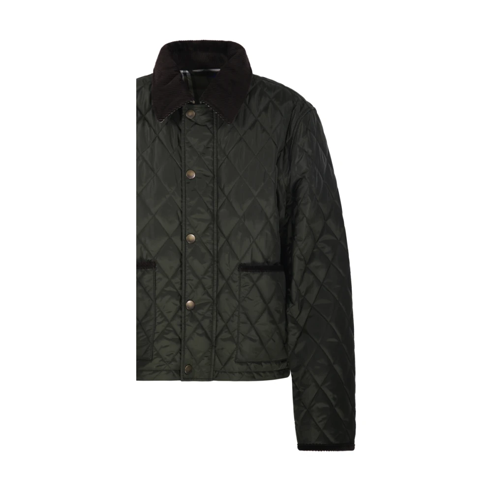 Burberry Gewatteerde jas in Shale Brush Check Green Dames