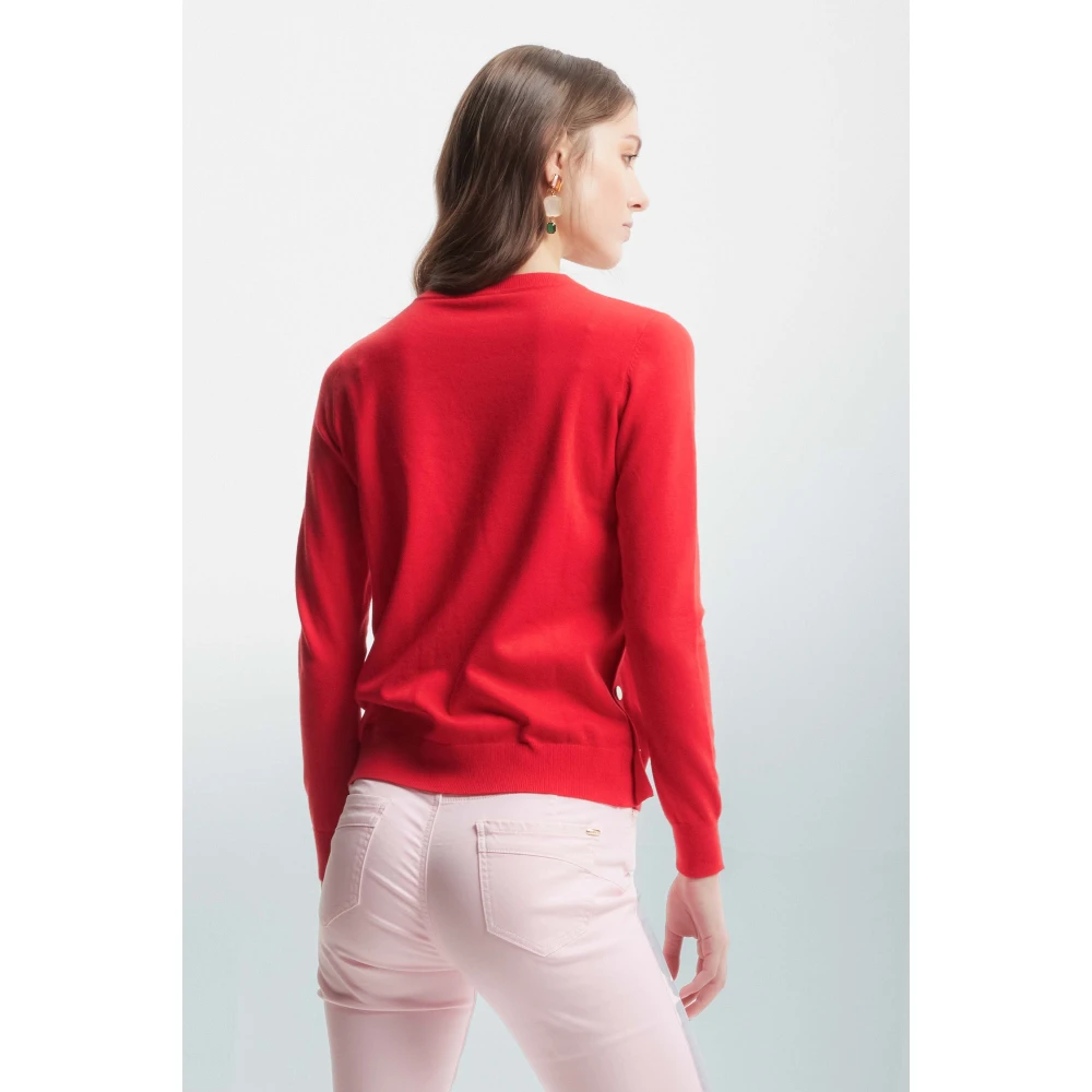 Kocca Zijdelings Geknoopte Viscose Trui Red Dames